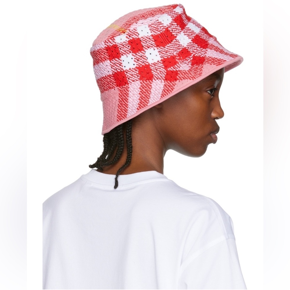 NEW Burberry Knitted Check Bucket Hat, Pink IP Check, Size L, New with Tag $890 - Picture 3 of 8